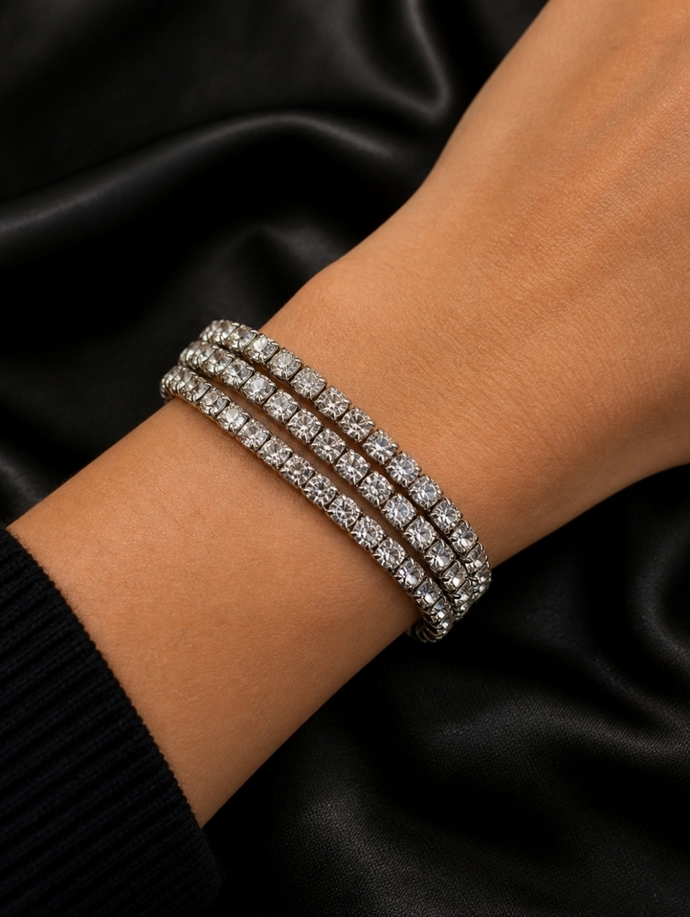 Vintage Sliding Rhinestone Wrap Bracelet